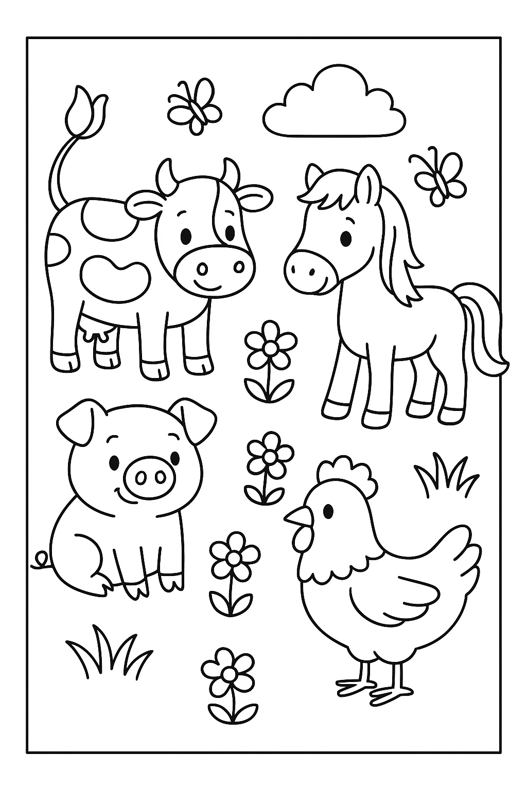 Animais Da Fazenda para Colorir