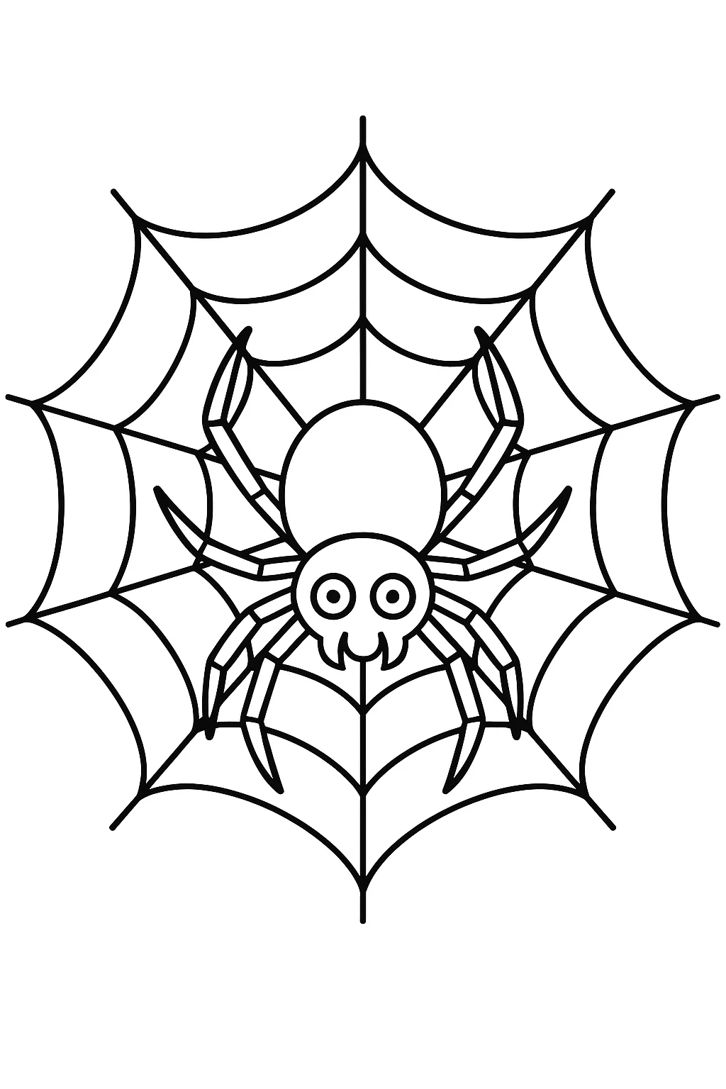 Desenho de aranha na teia para colorir e imprimir