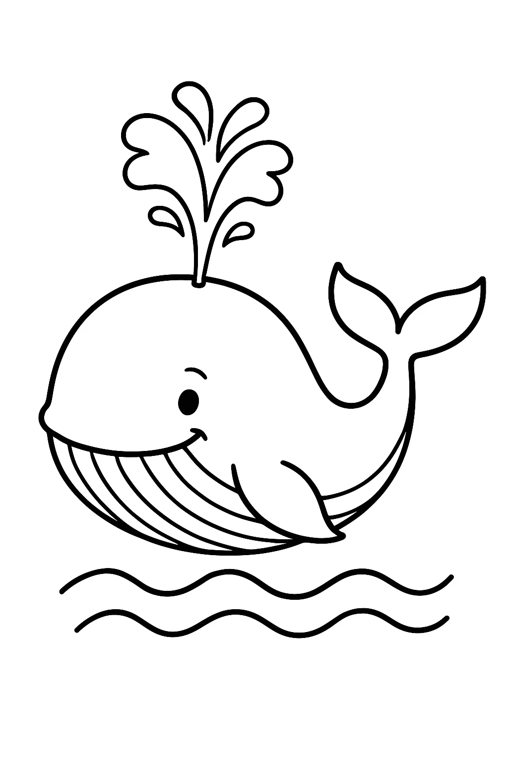 Desenho de baleia jorrando agua para colorir e imprimir