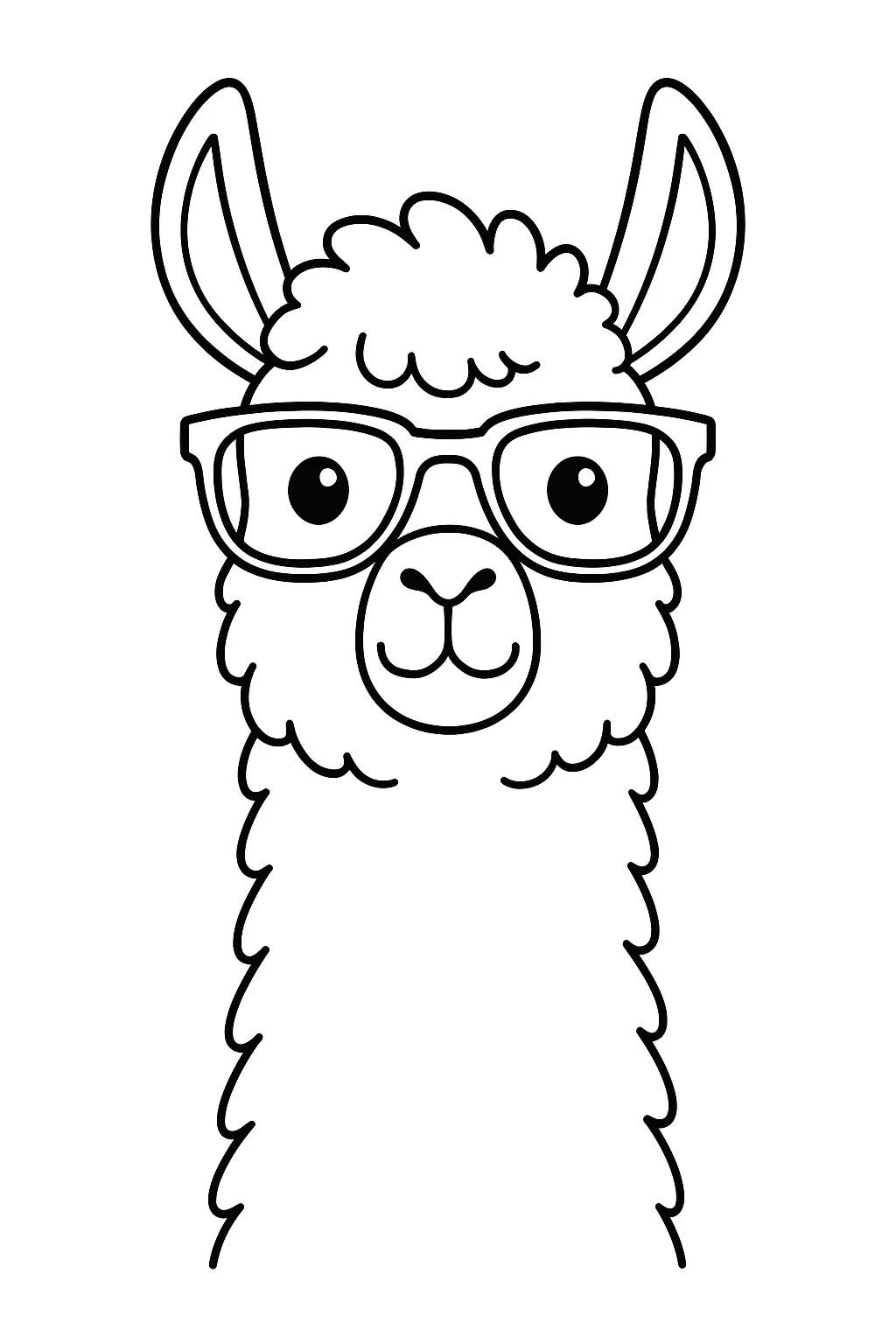Desenho de lhama de oculos para colorir e imprimir