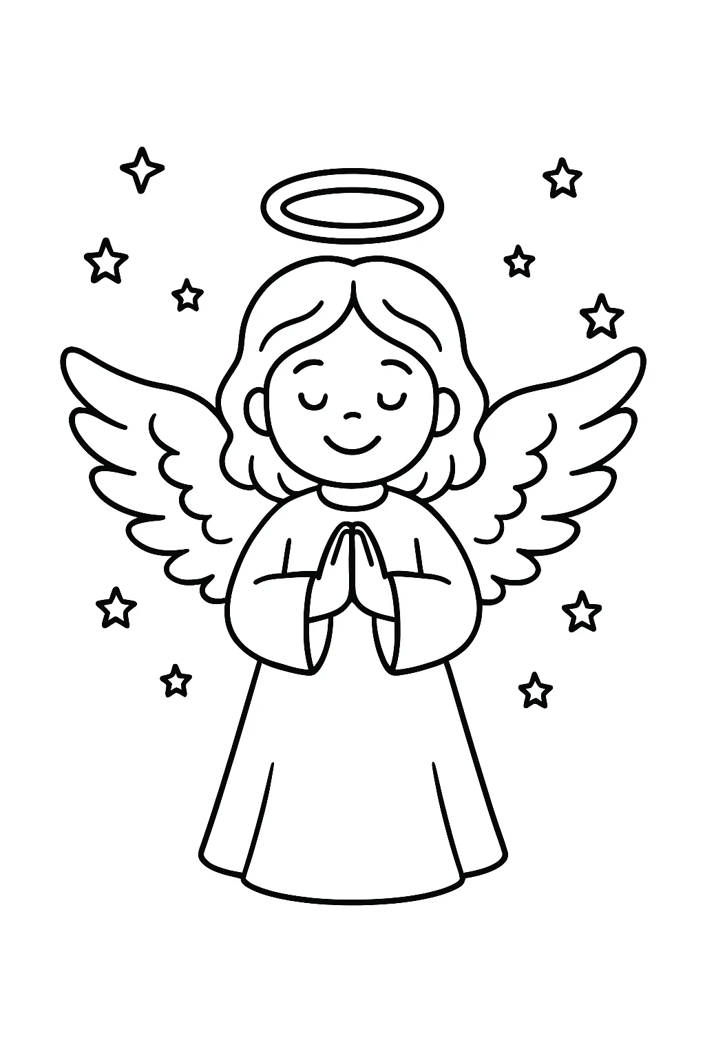 Desenho de anjo da guarda para colorir e imprimir