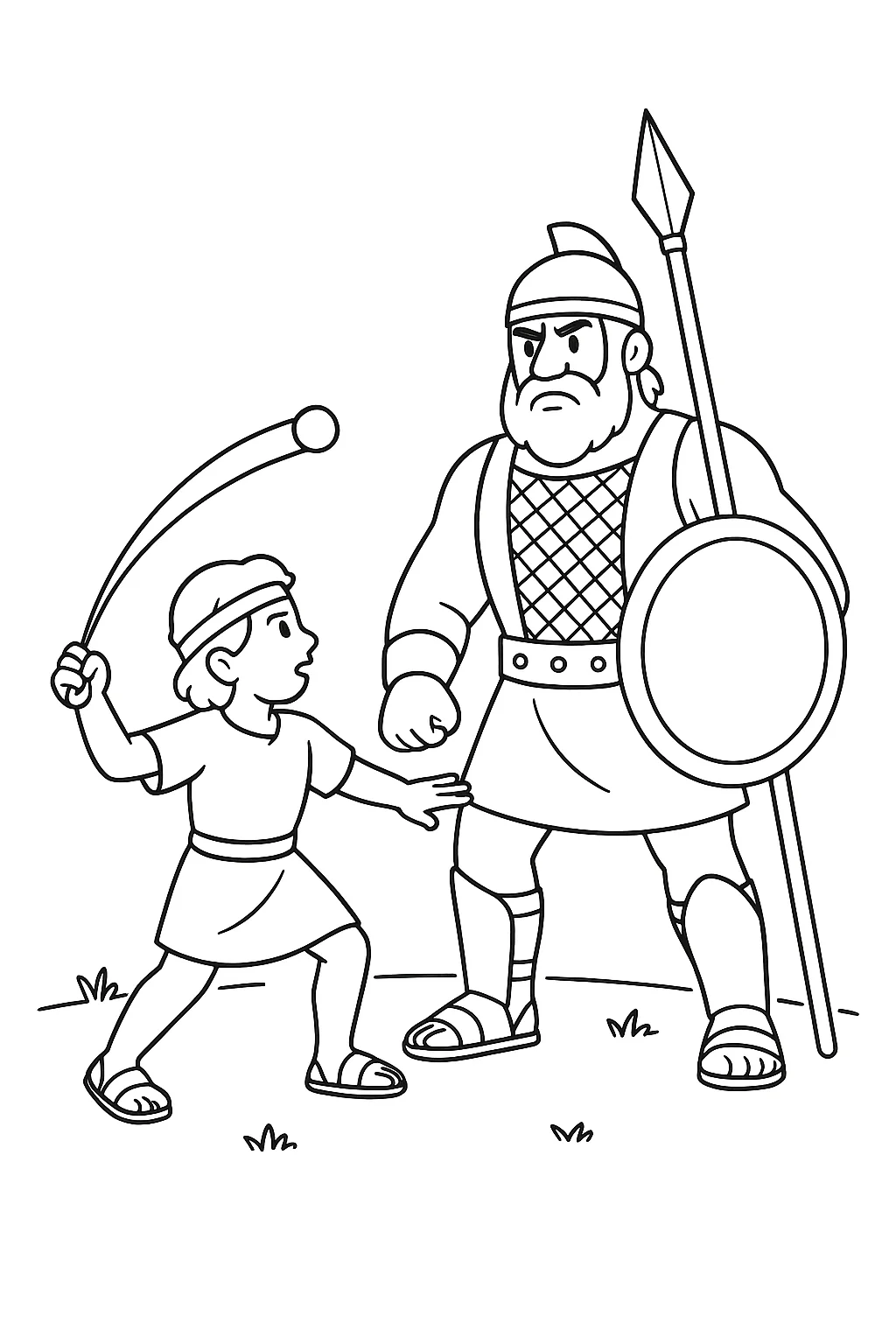 Davi E Golias para Colorir
