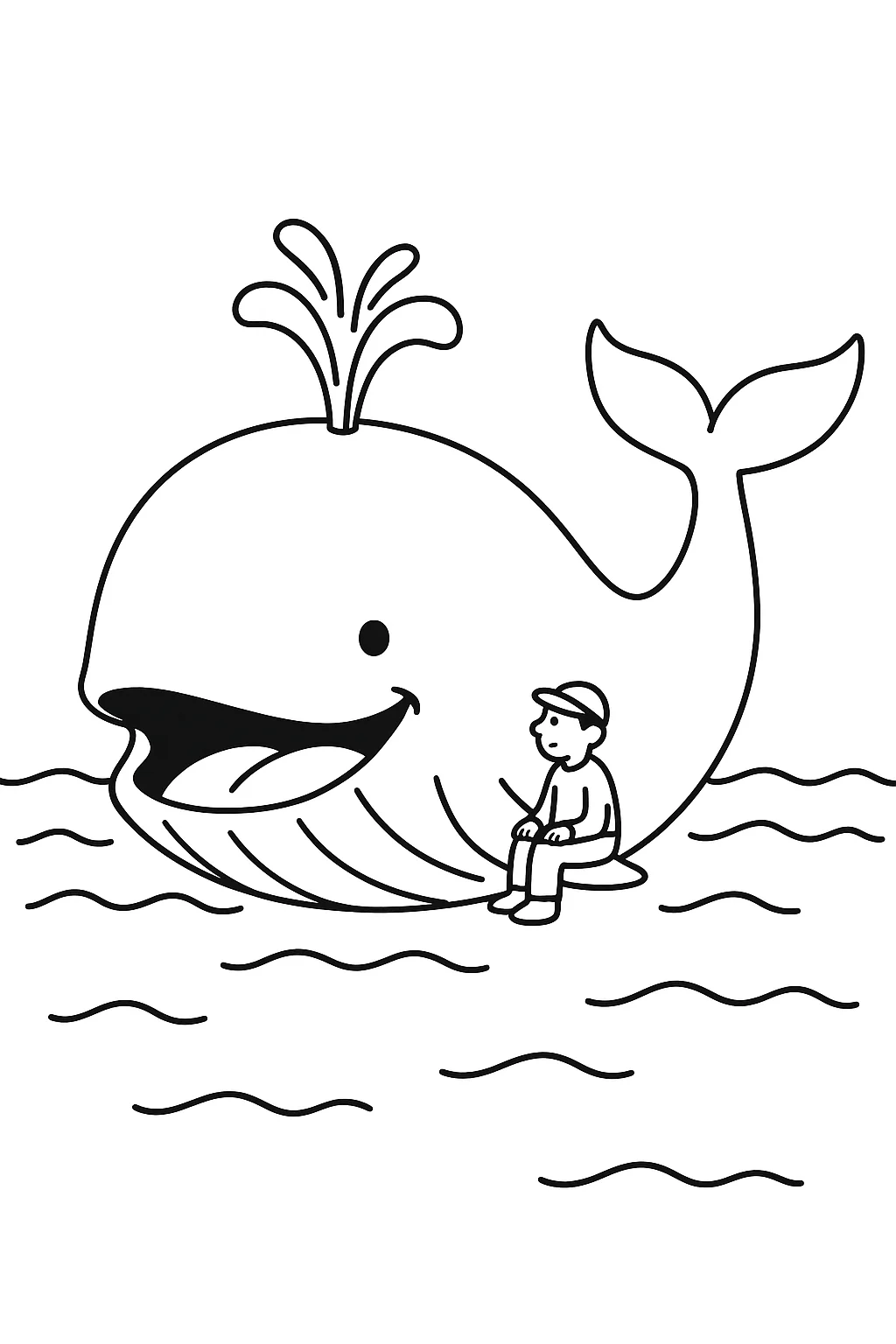 Desenho de jonas e a baleia para colorir e imprimir