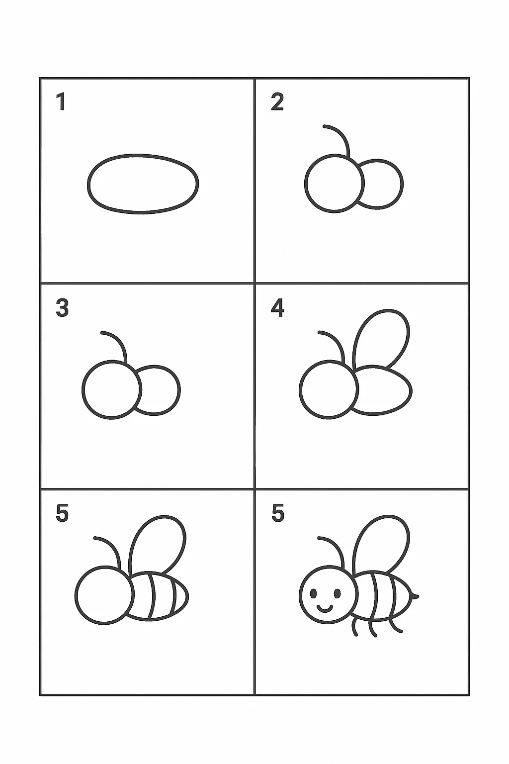 Tutorial passo a passo de como desenhar abelha para imprimir