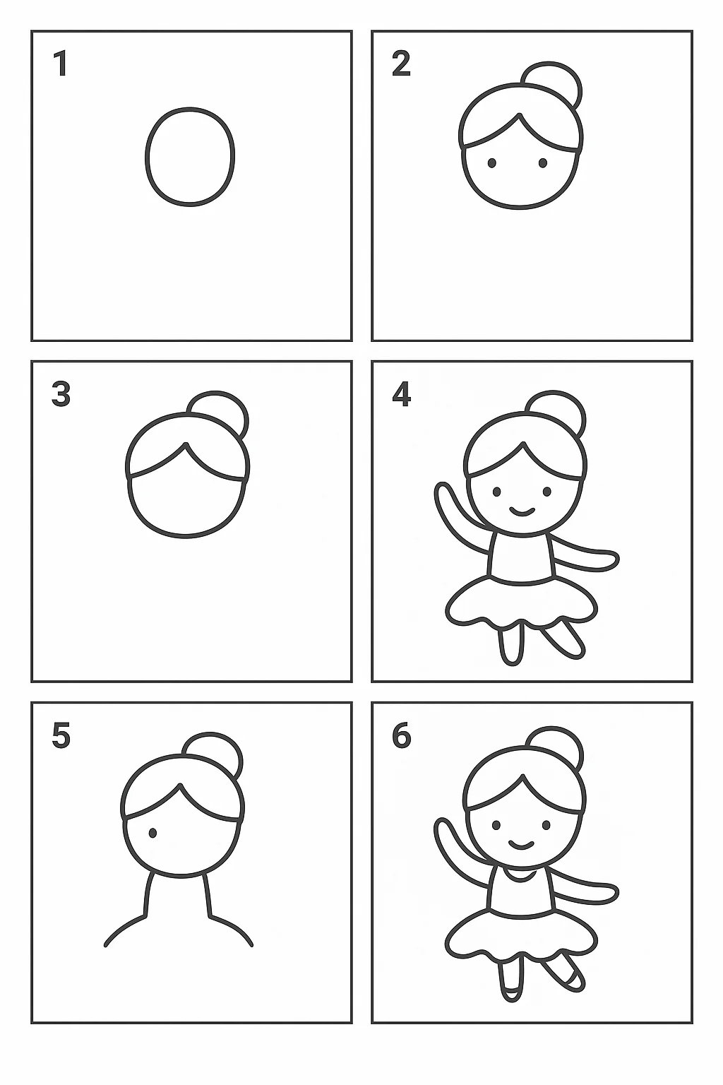 Tutorial passo a passo de como desenhar bailarina para imprimir