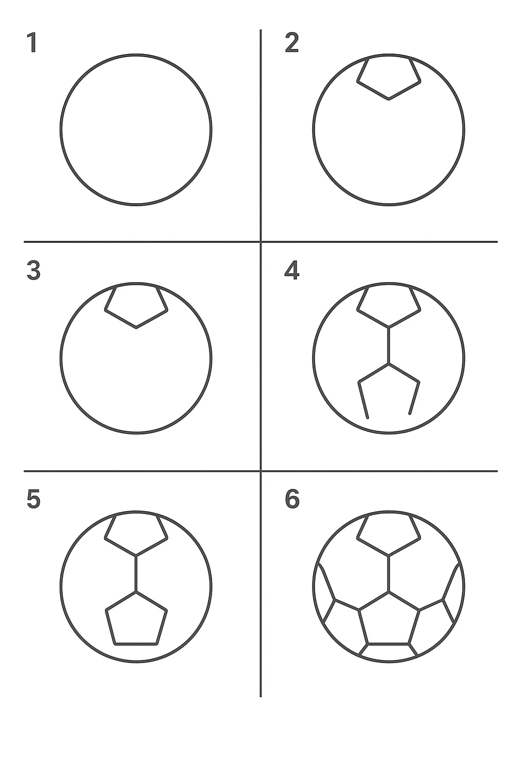 Tutorial passo a passo de como desenhar bola de futebol para imprimir