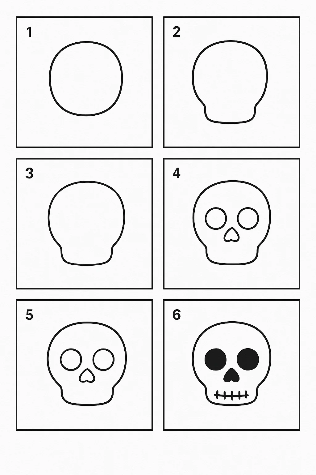 Tutorial passo a passo de como desenhar caveira para imprimir