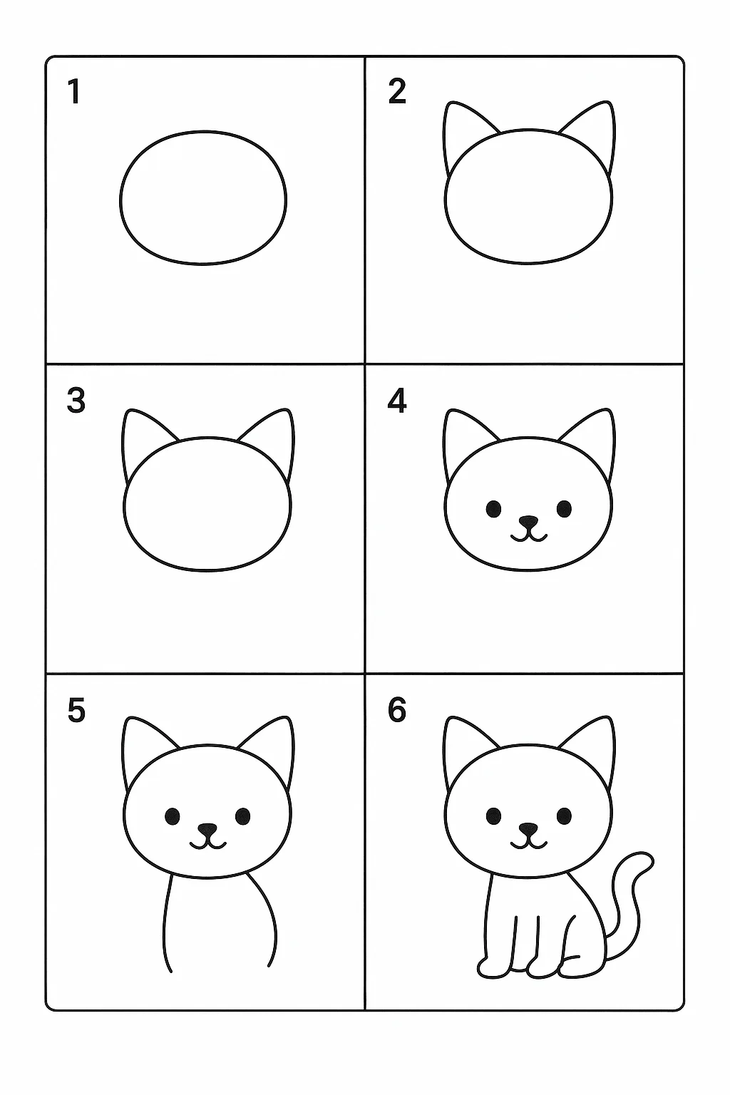 Tutorial passo a passo de como desenhar gatinho para imprimir