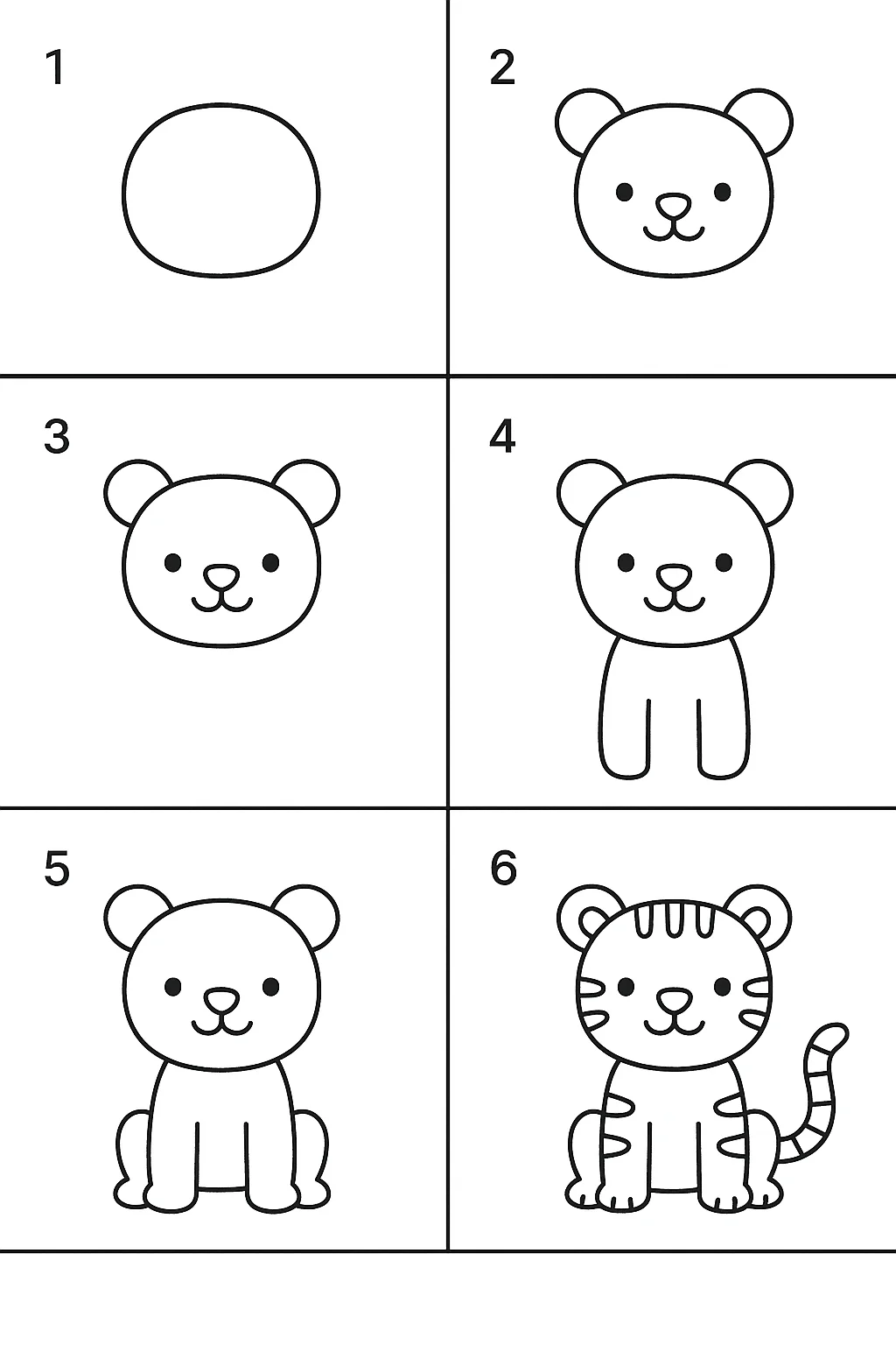 Tutorial passo a passo de como desenhar tigre para imprimir