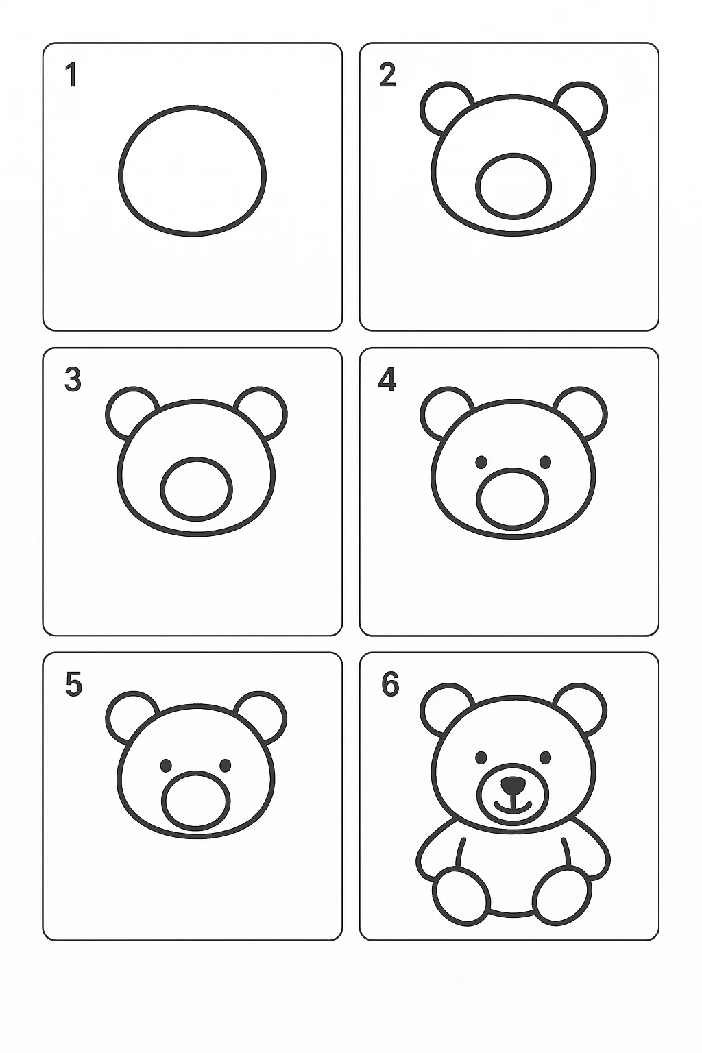 Tutorial passo a passo de como desenhar ursinho para imprimir