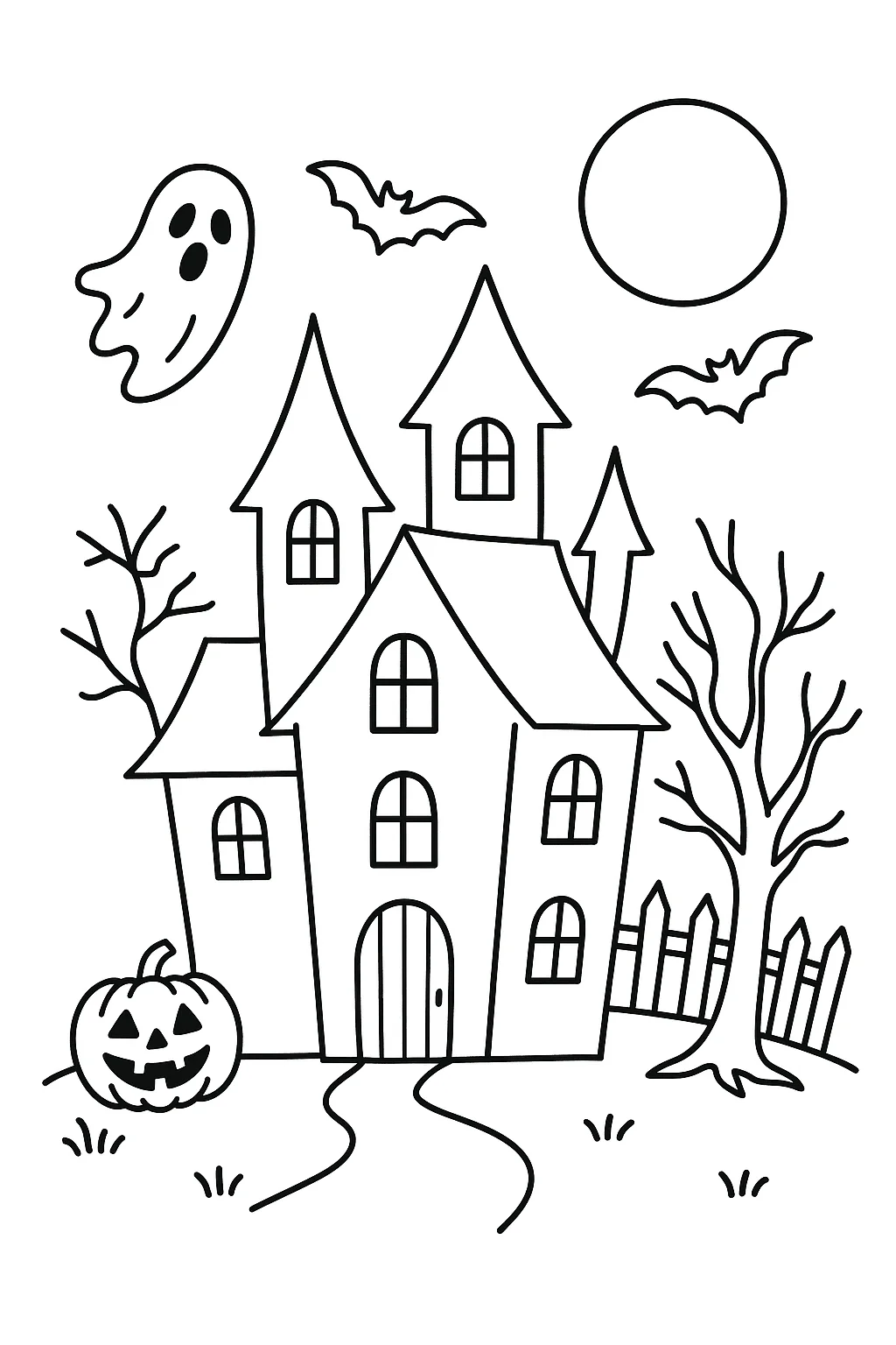 Desenho de casa mal-assombrada de halloween para colorir e imprimir
