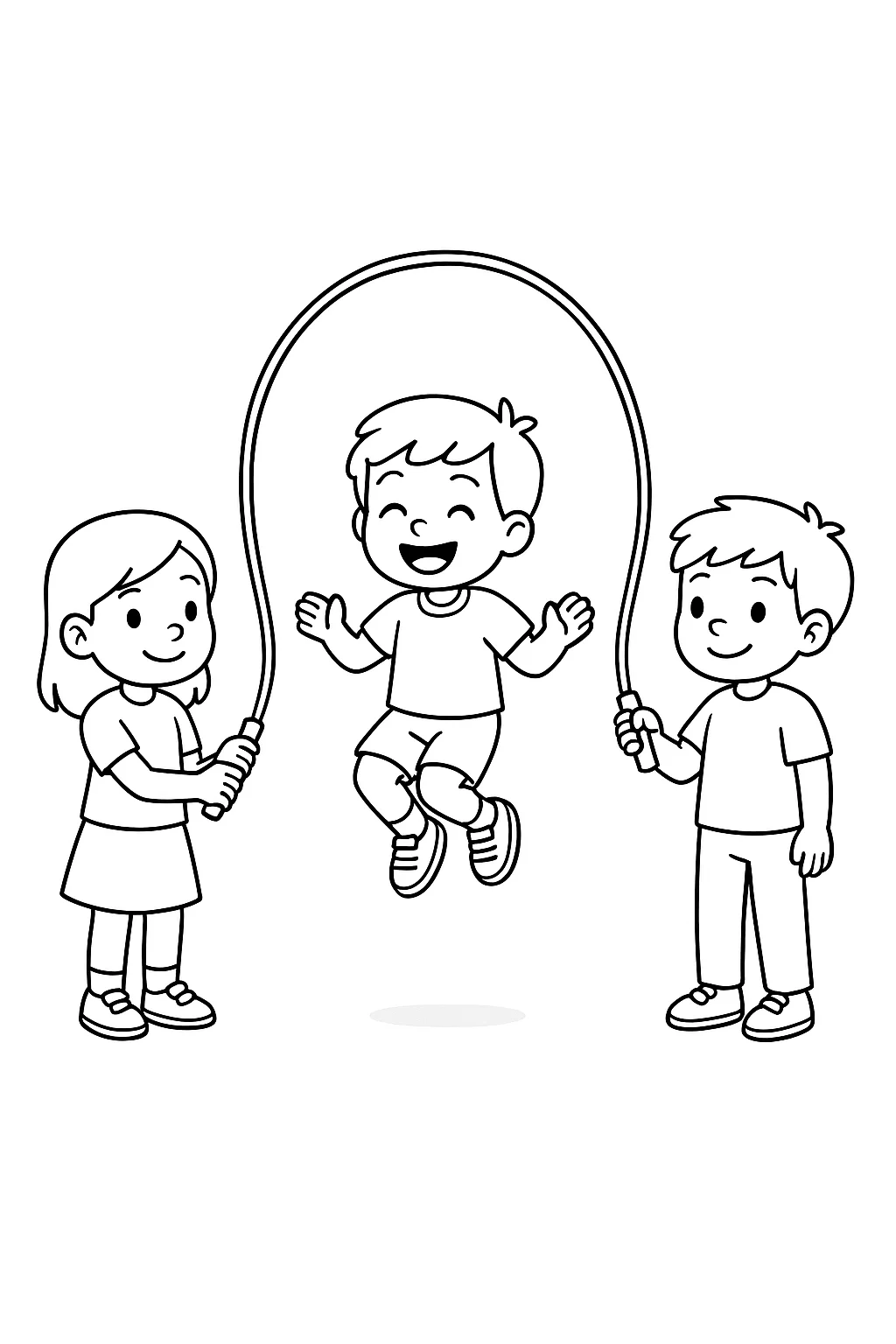 Crianças Pulando Corda para Colorir
