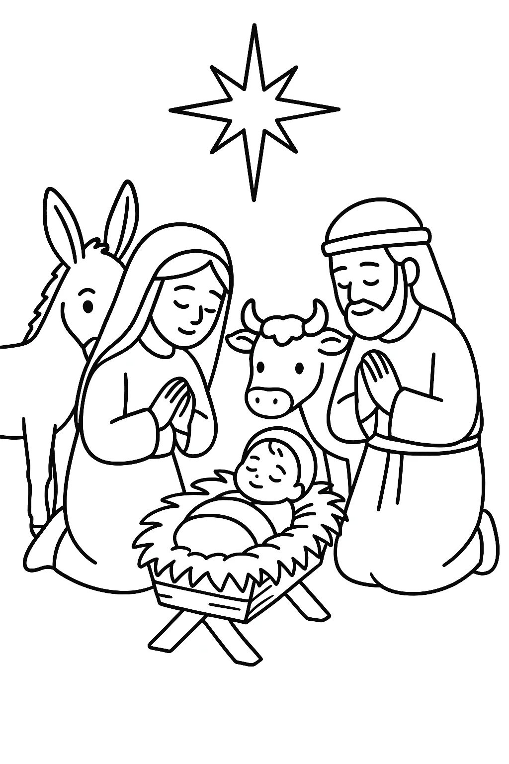 Desenho de presépio de natal para colorir e imprimir