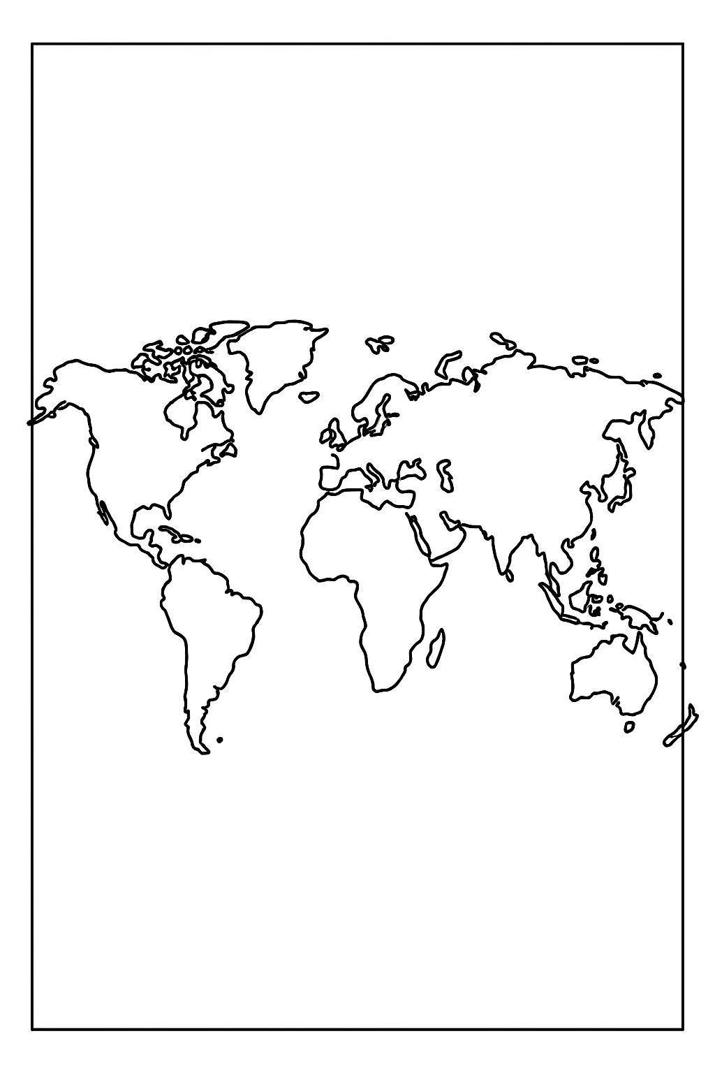 Desenho de continentes para colorir e imprimir