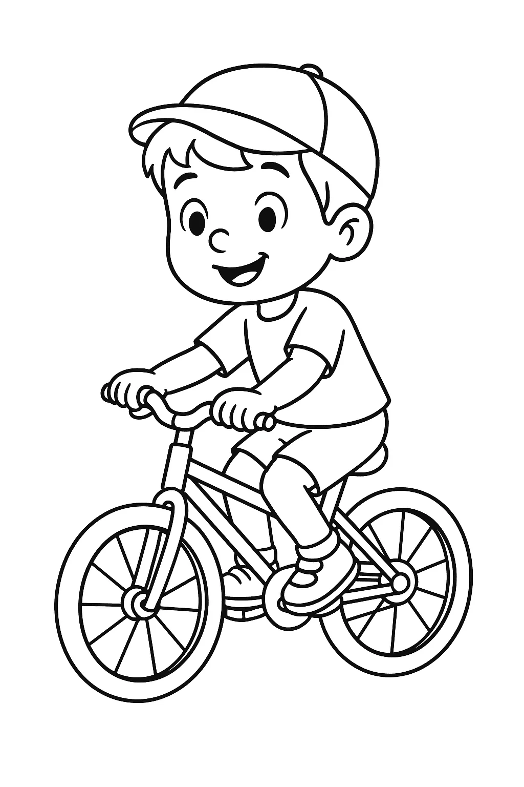 Menino Andando De Bicicleta para Colorir