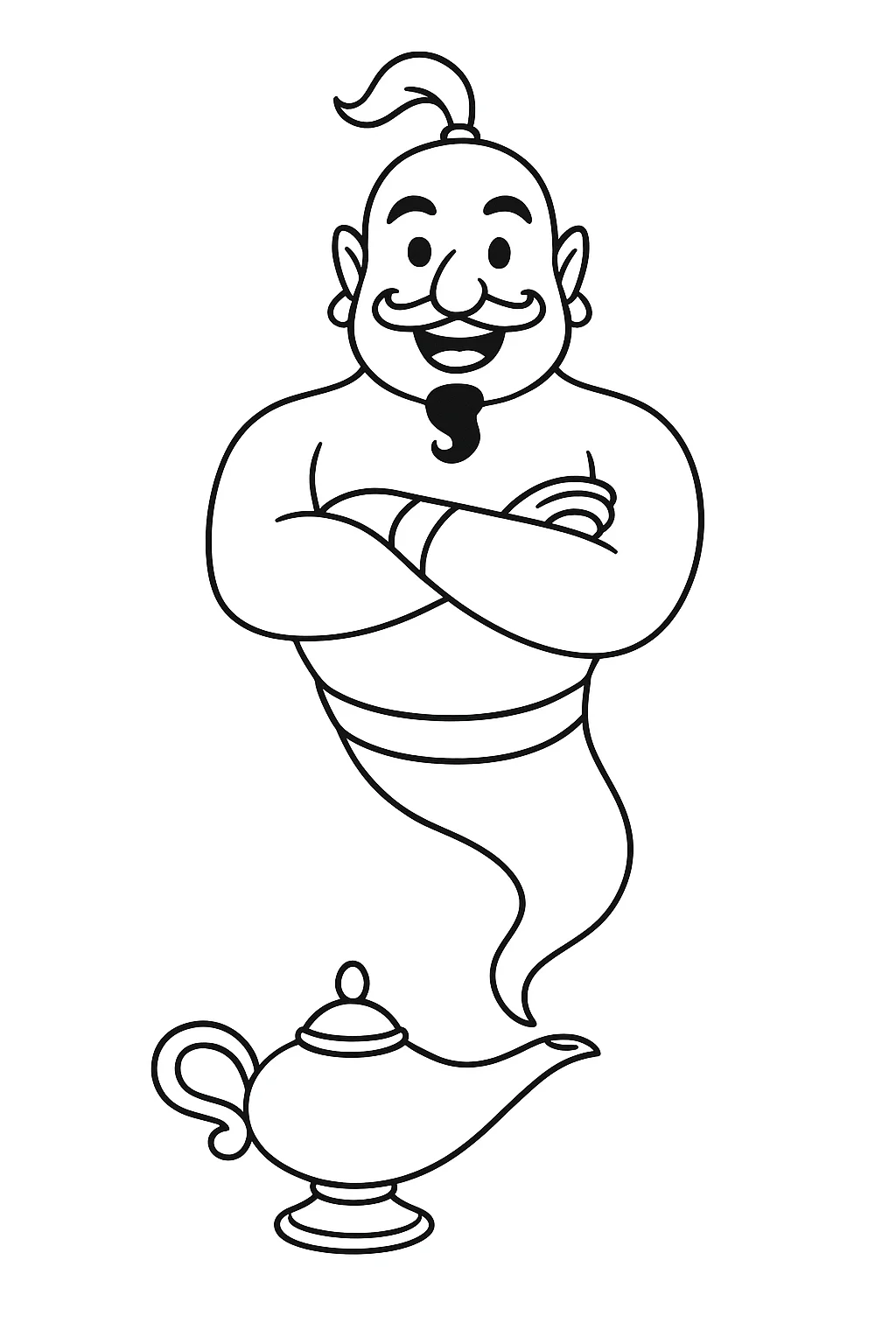 Desenho de lampada magica com genio para colorir e imprimir