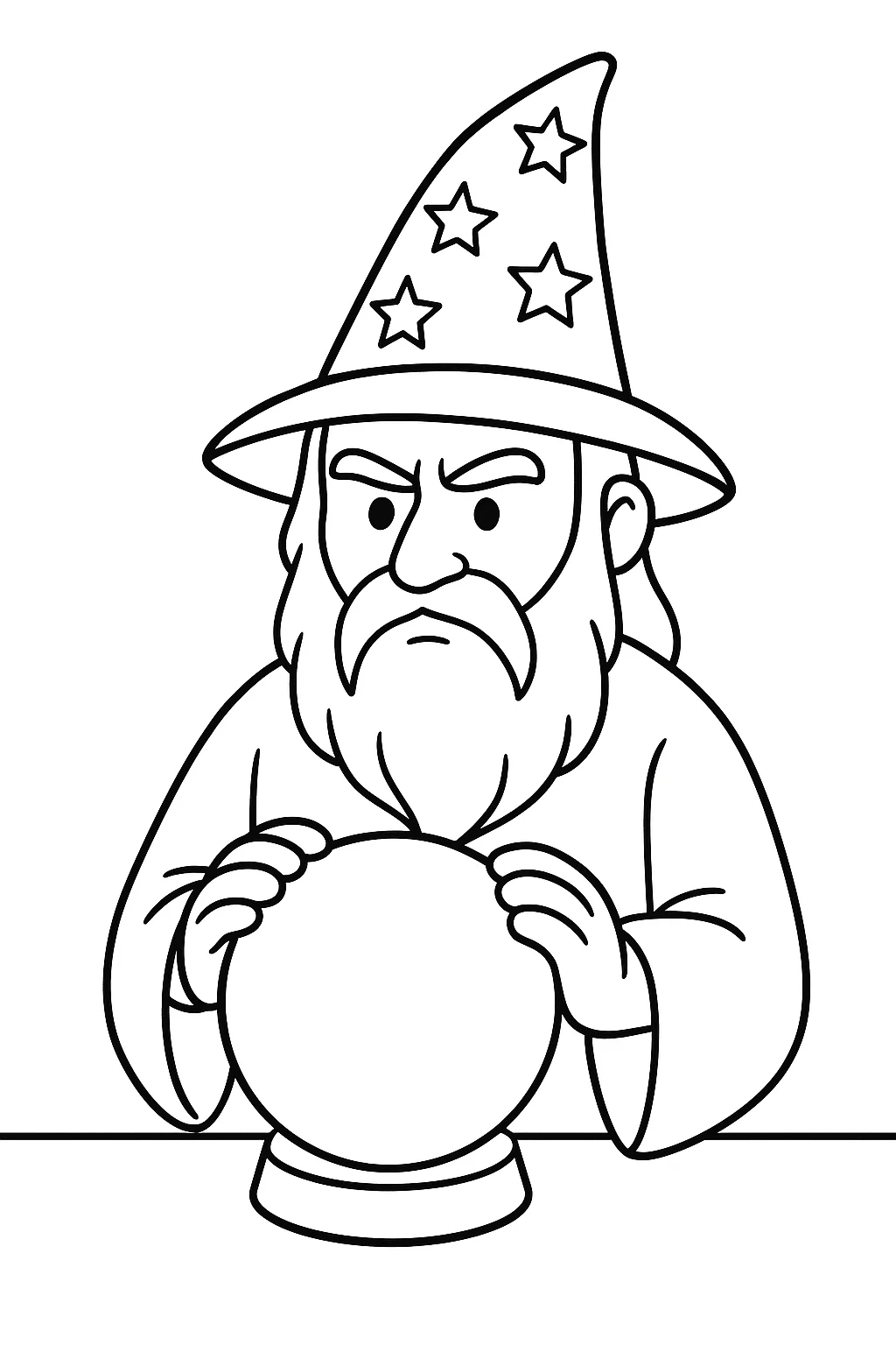 Desenho de mago com bola de cristal para colorir e imprimir