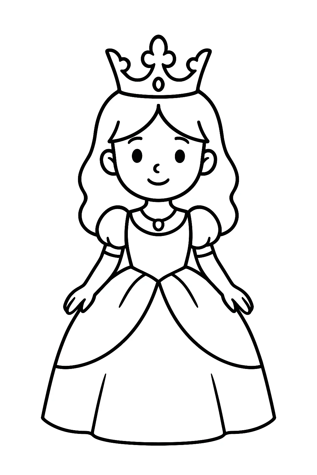 Desenho de princesa com coroa para colorir e imprimir