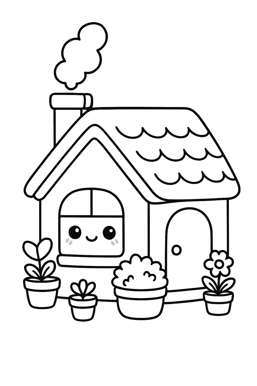 Desenho fofo estilo aconchegante de casinha aconchegante para colorir e imprimir