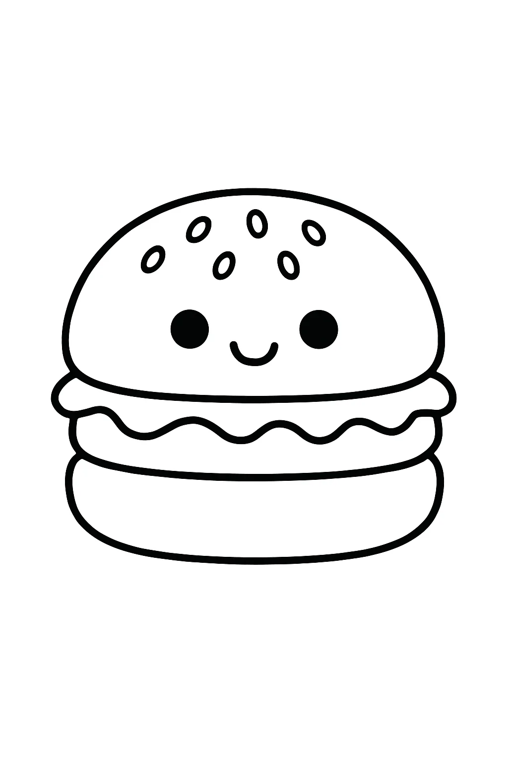 Desenho de hamburguer fofo para colorir e imprimir