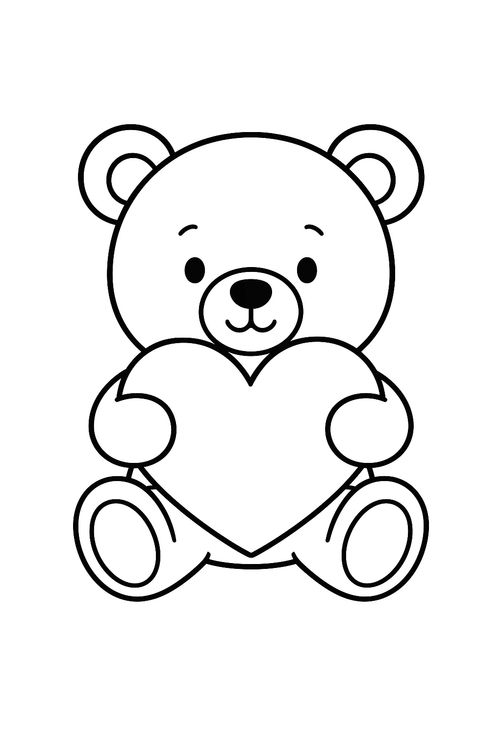 Desenho de ursinho fofo com coracao para colorir e imprimir