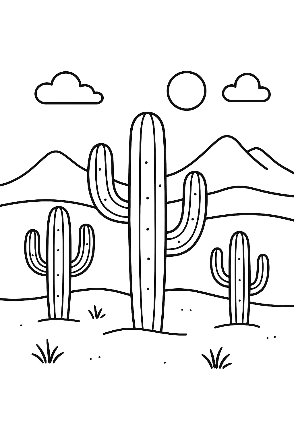 Deserto Com Cactos para Colorir