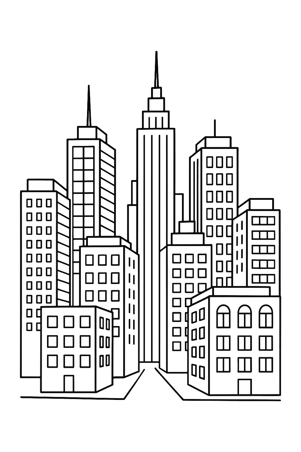 Cidade Grande Com Arranha-Ceus para Colorir
