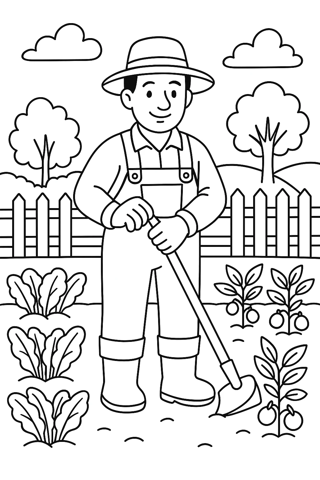 Agricultor Na Horta para Colorir