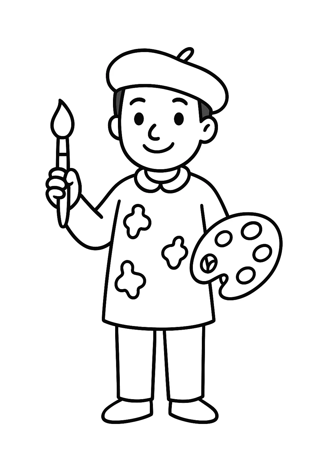 Desenho de pintor com pincel para colorir e imprimir