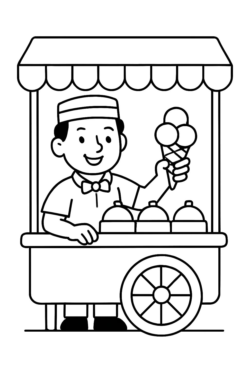 Desenho de sorveteiro vendendo sorvete para colorir e imprimir