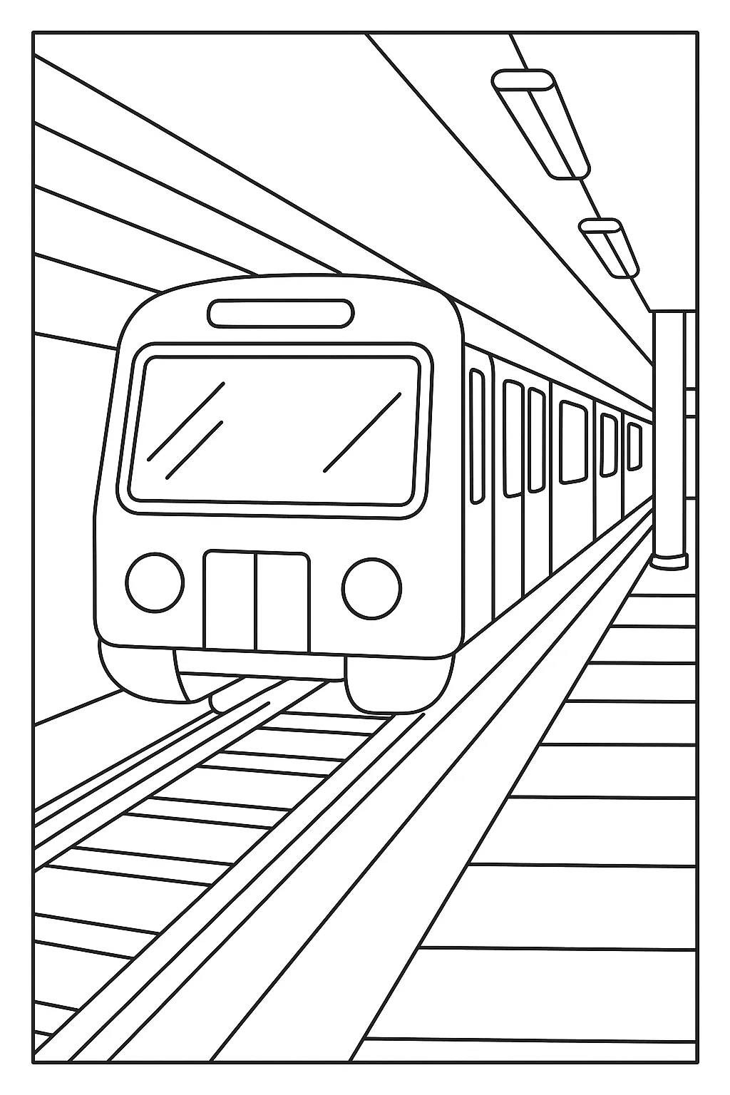 Desenho de metro na estacao para colorir e imprimir